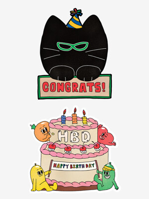 BFMA CONGRATS CARD 2TYPE (MIAOW CAT/CAKE)