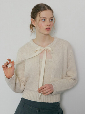 184 fluffy knit cardigan (linen)