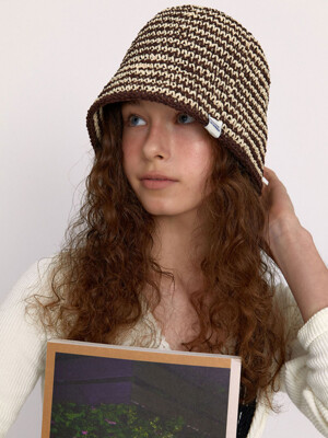 Granny hat : Stripe brown