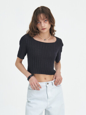 24 Summer_ Charcoal Cropped Knit