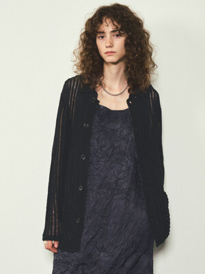 Summer Knit Shirts Cardigan_CTK218(Black)