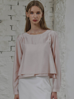 Bustier Layered Blouse [Pink]