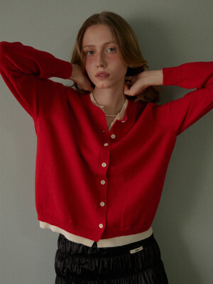 LR BASIC LAYERED CARDIGAN_RED