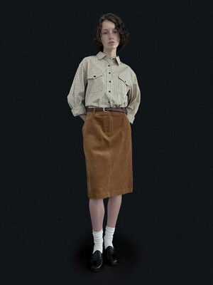 [24 FALL][SALT Label] CORDUROY MIDI SKIRT_CAMEL