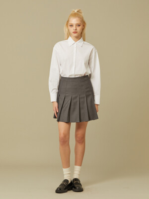 PLEATS MINI SKIRT_CHARCOAL