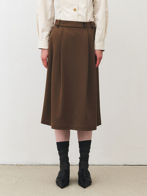 TFF TWO TUCK WOOL FLARE SKIRT_2COLORS