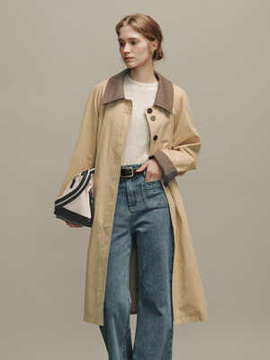 WAGON single button long trench coat_beige