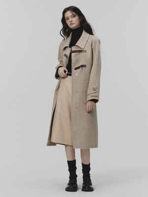 CAEL handmade wool buckle long coat_OATMEAL