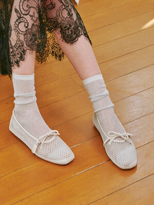 ljh7102 ribbon mesh maryjane flat _ ivory