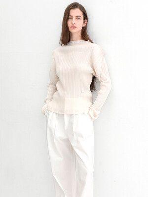 PLEATS MOCK NECK TOP(BL-4311)