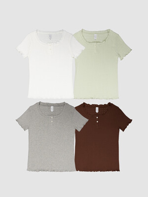 D. BASIC POINTELLE WAVE BUTTON TEE - 4 COLOR