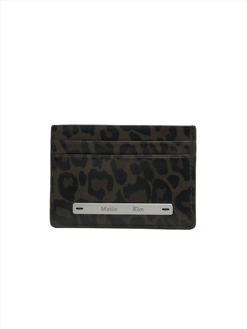 마뗑킴 LEOPARD VINTAGE CARD WALLET IN CHARCOAL