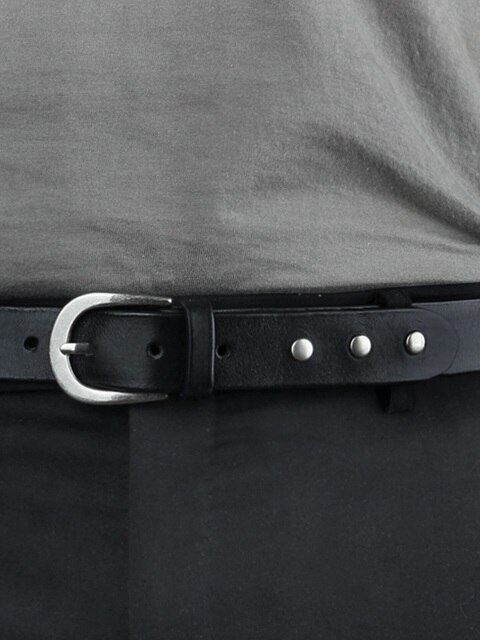 Rivet Italian Leather Belt_Black