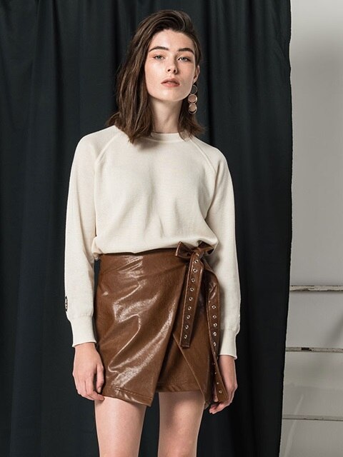 Wrap Leather Skirt (brown)