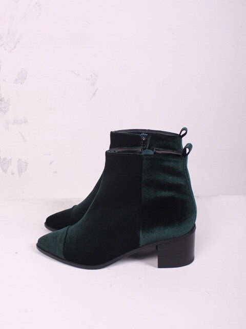 [BH 6170 GR ] Middle heel Velvet boots