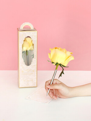 yellow orange elegance rose flower pen