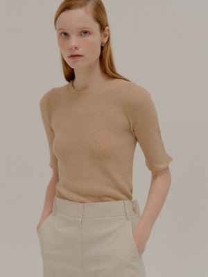 PAPER Crewneck Knitted Top Beige
