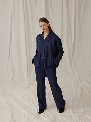 20S/S SILKY TROUSERS (NAVY)