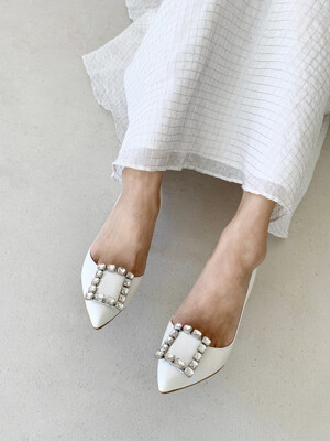 Fady Cube White Pumps