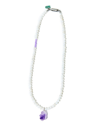 AMETHYST PURPLE POINT PEARL NECKLACE #58
