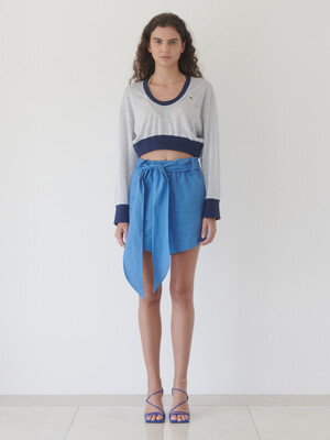 LINEN SCARF SHORTS (BLUE)