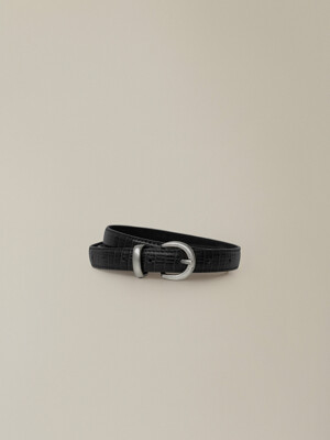 Lizard leather belt (Black)