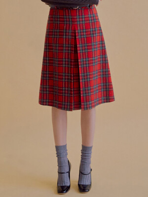 FENCHURCH A-line midi skirt (Red check)