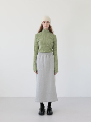 Two tone textured turtle neck top - green