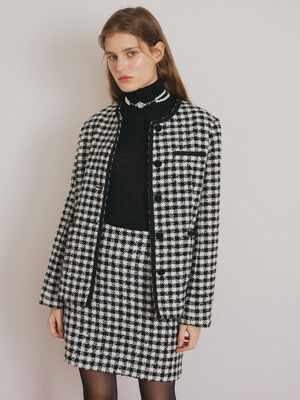 HOUND-TOOTH CHECK MINI SKIRT