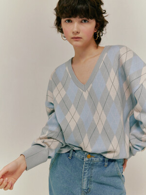 [23SS]classic argyle v-neck knit