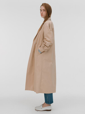 Cotton Volume sleeve long Trench Coat  latte (WE3230T28A)