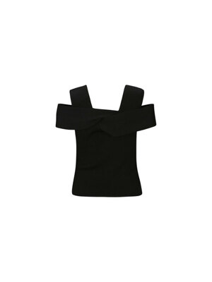 TWISTED DETAIL KNITTED TOP (BLACK)