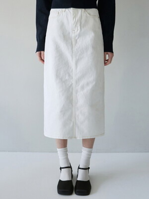 H-LINE DENIM SKIRT_WHITE