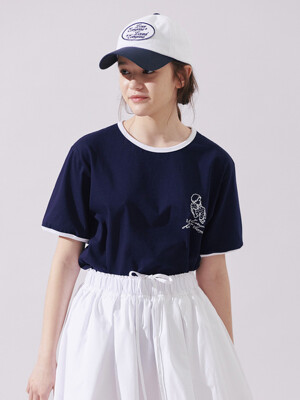 Curly top t-shirt / Navy