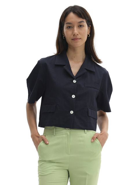 아우터 - 스테이피플 (STAYPEOPLE) - SHELL CROPPED JACKET (NAVY)