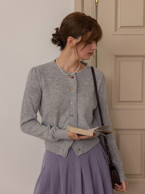 FALLYN wool round neck cardigan_grey