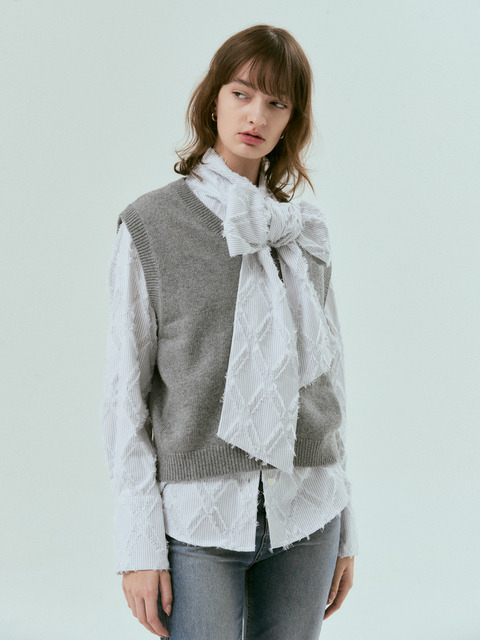 니트 - 실른 (SILN) - V neck knit vest (MELANGE GREY)