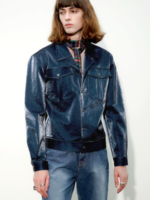 Flap-Pocket Faux-Leather Jacket[Blue(MAN)]_UTS-FS92