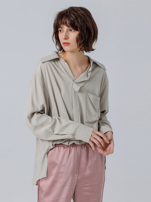 PAGE_OPEN COLLAR BLOUSE_BEIGE