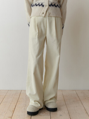 Corduroy pintuck pants (cream)