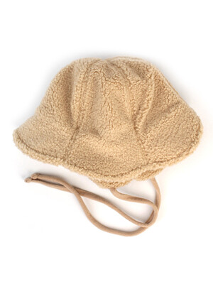 Fleece Beige Earflap Bucket Hat 귀달이모자