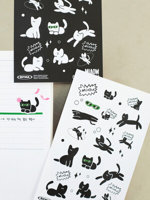[SET] MIAOW CAT BLACK & WHITE 2 TYPE STICKER