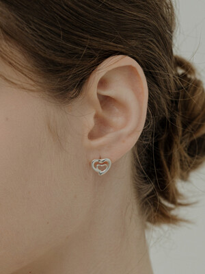 [Silver925] WE026 Double heart earring
