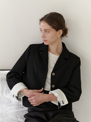 COLLAR TWEED JACKET_BLACK