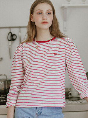 Emblem Logo Stripe T-shirt - Red