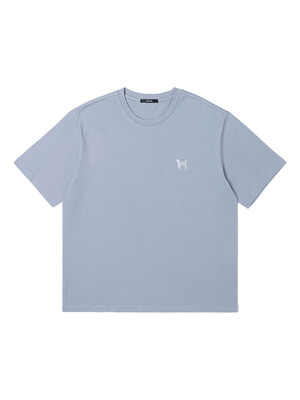 남성 리싸이클 분또 강아지 프린트 반팔 라운드 티셔츠 (LT-BLUE) (HA4ST91-42)