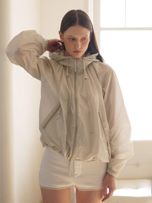 LIGHT SHIRRING WINDBREAKER (BEIGE-GREY)