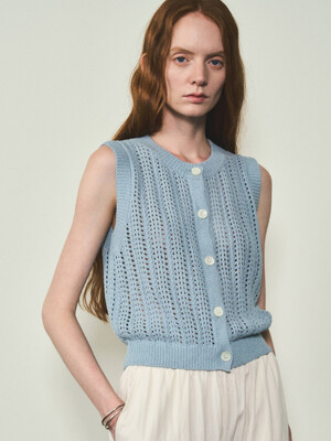 Crochet Knit Vest_CTK217(Aqua)