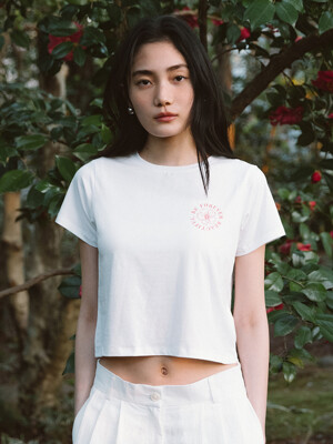 SITP5155 플라워 시스루 크롭 티셔츠_Ivory