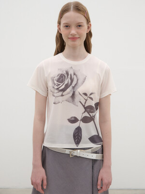 Rose Printed T-shirt - Ivory